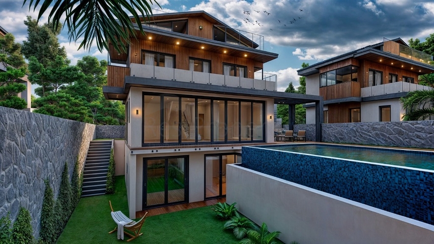 Вилла планировки 4+1 в районе Фетхие - Анталия  Вилла планировки 4+1 в районе Фетхие - Анталия