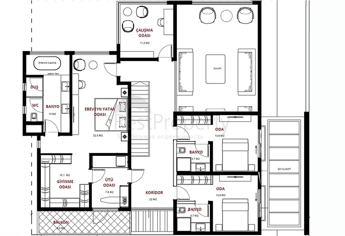 Комфортабельная современная вилла 6+1 в Анталии Дошемеальты