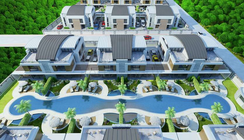 Готовые триплекс виллы в Анталии в районе Коньяалты