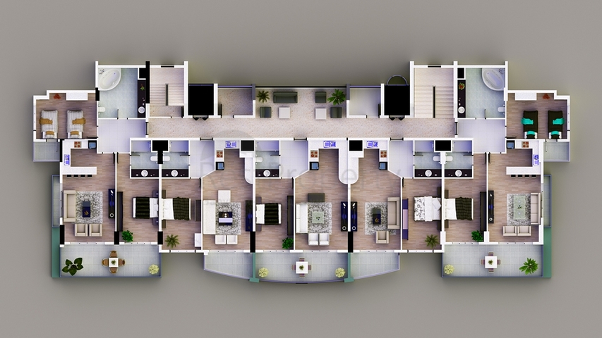 Новый комплекс в Махмутларе, на берегу Средиземного моря.