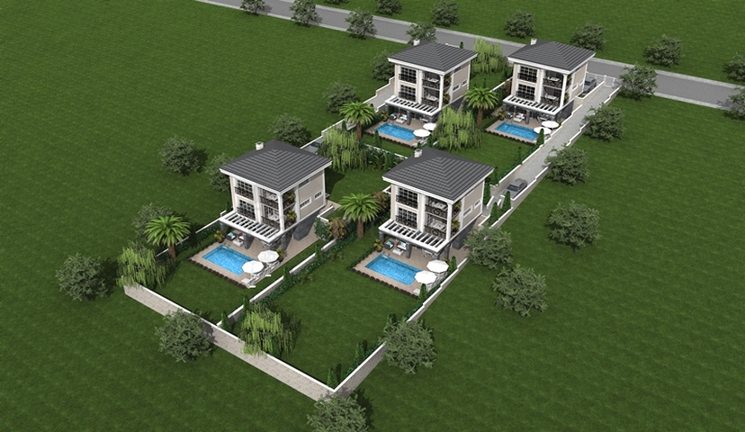 Вилла 4+1 на стадии проектирования в Олюдениз, Фетхие