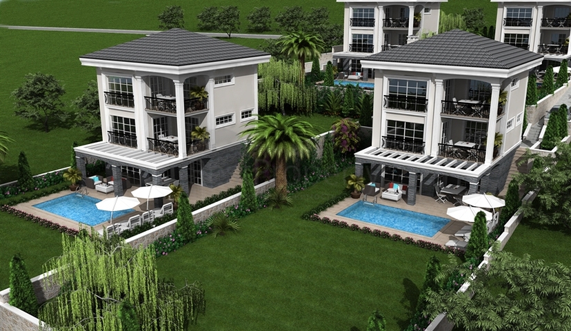 Вилла 4+1 на стадии проектирования в Олюдениз, Фетхие