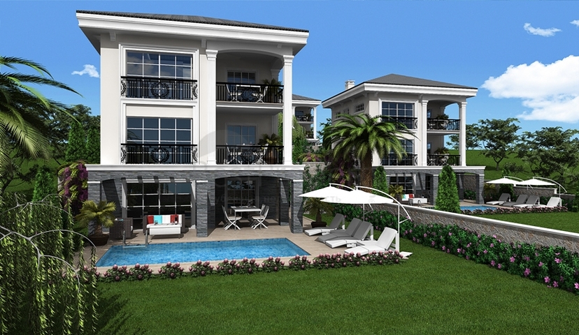 Вилла 4+1 на стадии проектирования в Олюдениз, Фетхие