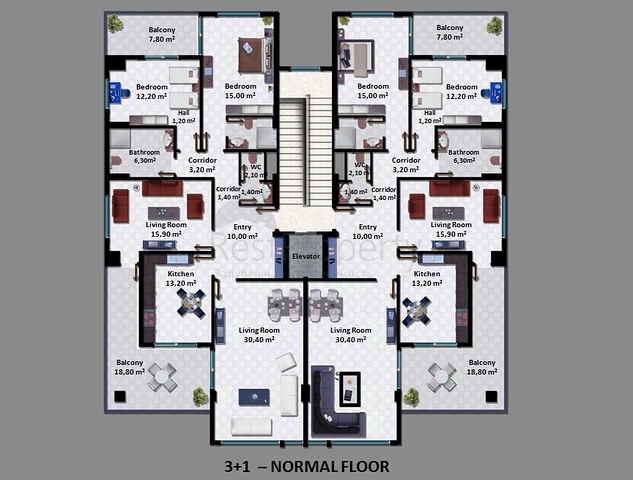 Квартиры в новом современном комплексе в центре Алании