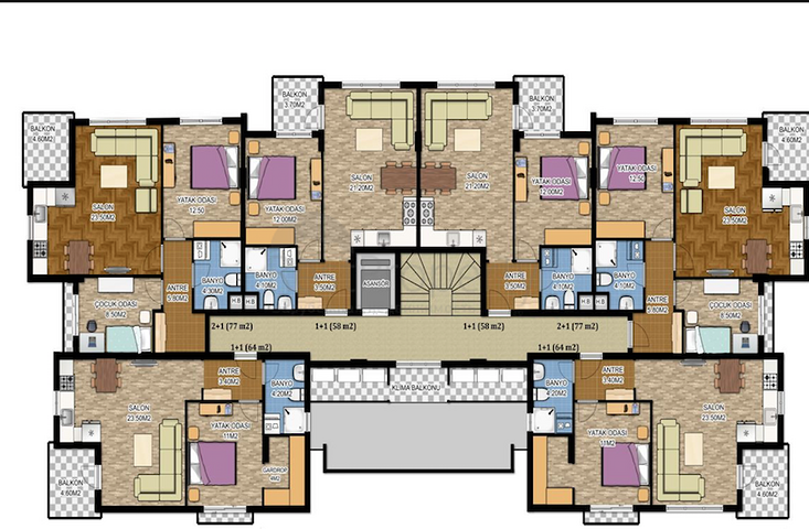Квартира 1+1 в районе Лиман Коньяалты 800 м до моря