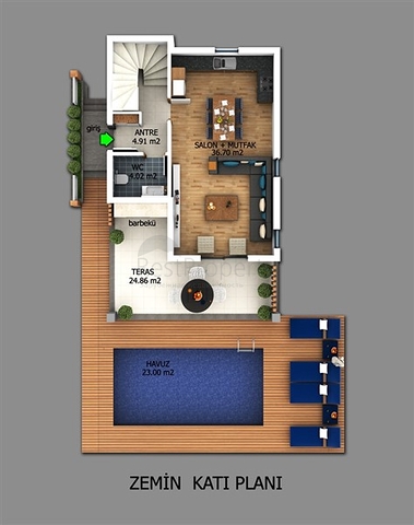 Новая трехэтажная вилла в районе Чалыш, Фетхие