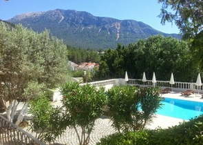 Дом в горном ущелье с зеленым садом