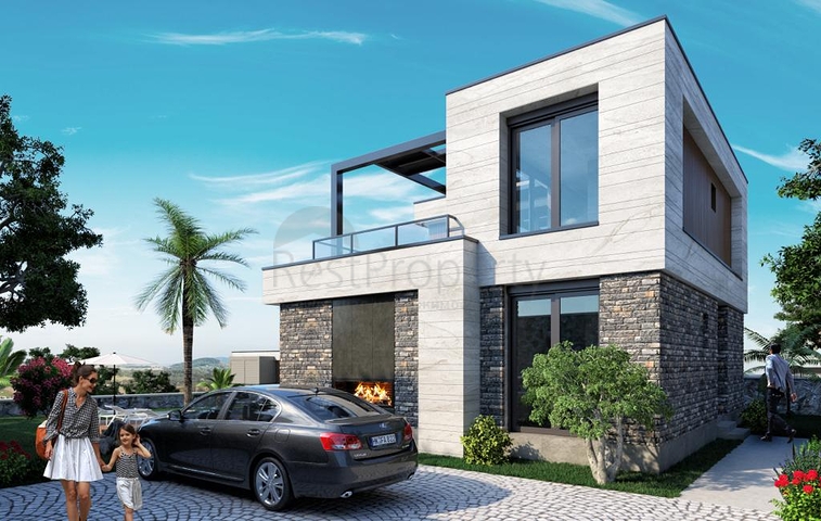 Строится комфортная вилла - проект в семейном районе Бодрума!