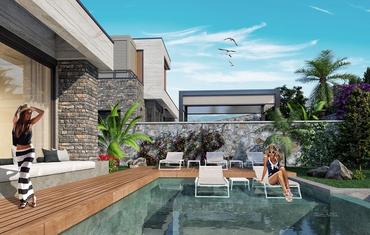 Строится комфортная вилла - проект в семейном районе Бодрума!