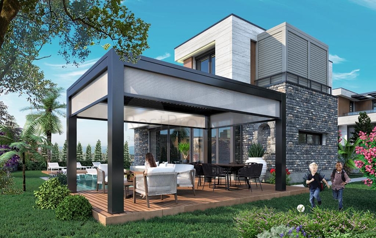 Строится комфортная вилла - проект в семейном районе Бодрума!