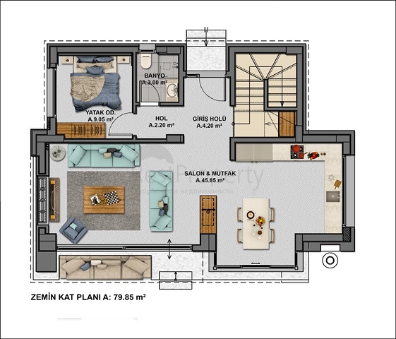 Строится комфортная вилла - проект в семейном районе Бодрума!