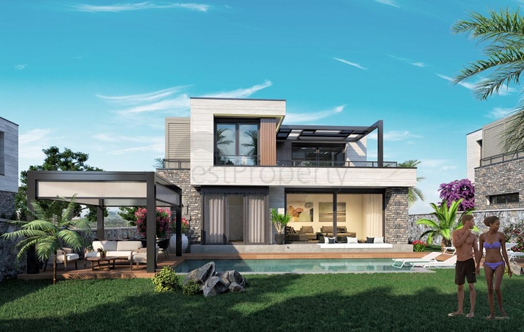 Строится комфортная вилла - проект в семейном районе Бодрума!