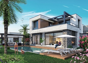 Строится комфортная вилла - проект в семейном районе Бодрума!