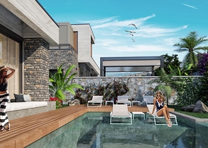 Строится комфортная вилла - проект в семейном районе Бодрума!