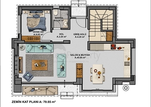 Строится комфортная вилла - проект в семейном районе Бодрума!