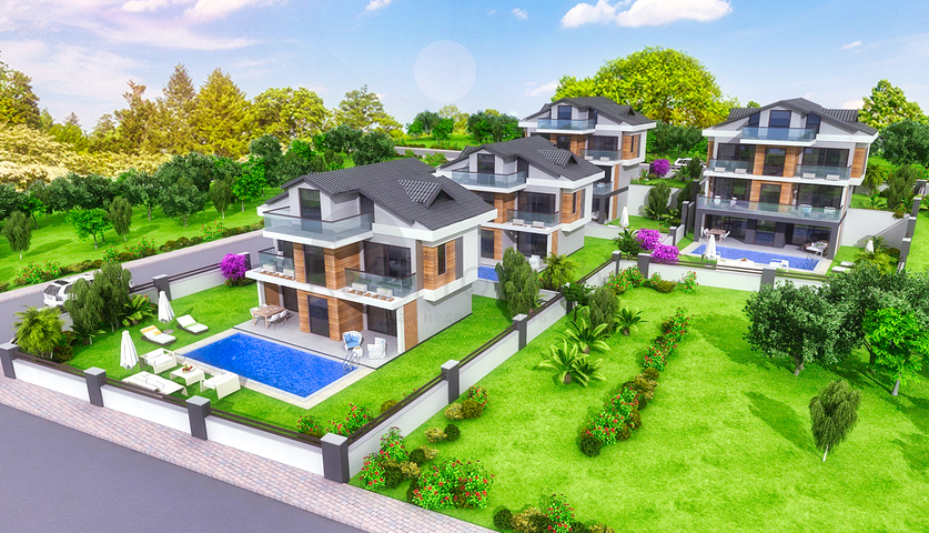 Отдельностоящие виллы 4+1 в Геджеке Фетхие