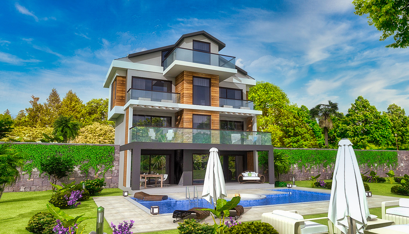 Отдельностоящие виллы 4+1 в Геджеке Фетхие