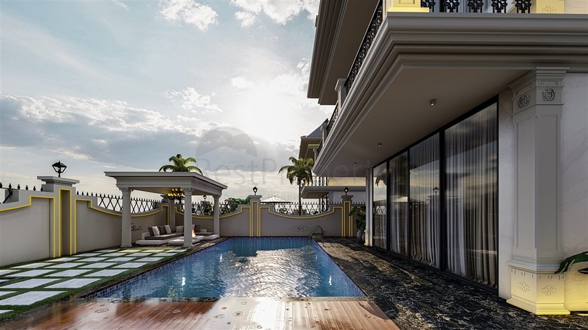 Люкс виллы на стадии строительства в районе Каргыджак