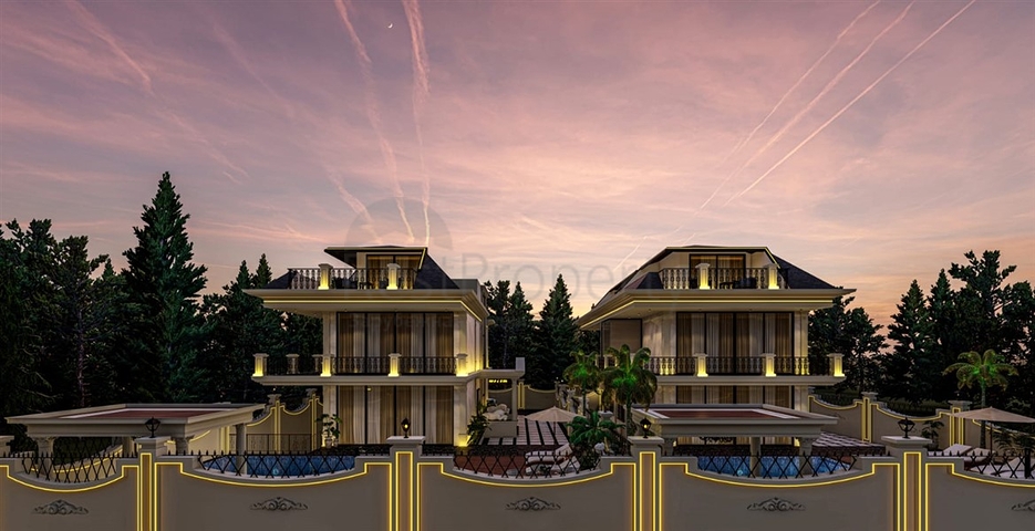 Люкс виллы на стадии строительства в районе Каргыджак