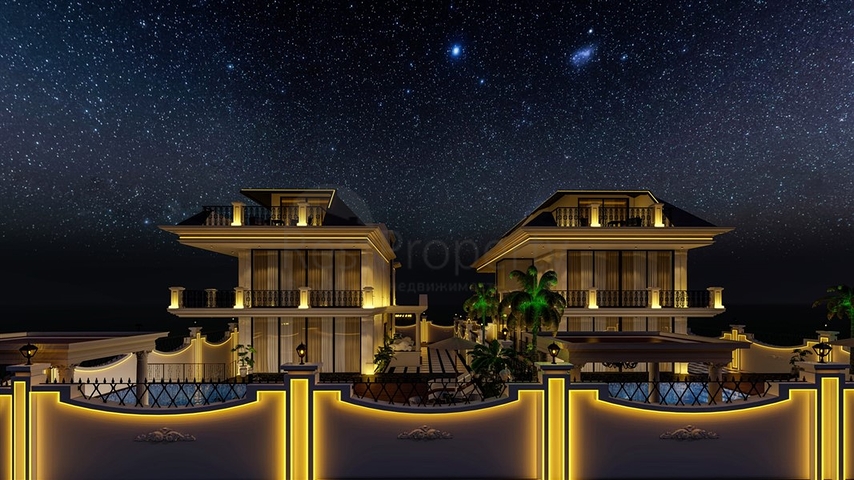 Люкс виллы на стадии строительства в районе Каргыджак