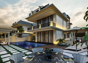 Люкс виллы на стадии строительства в районе Каргыджак