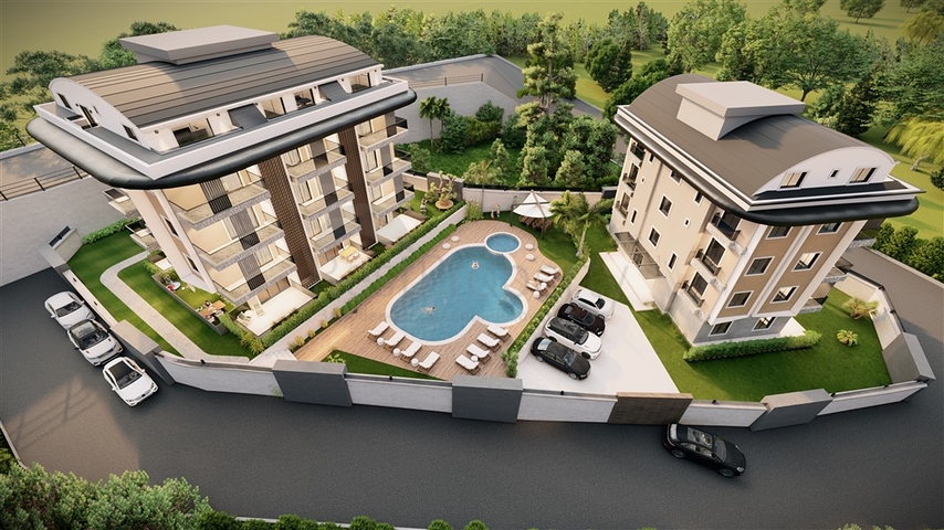 Садовые дуплексы и пентхаусы в новом проекте в самом центре Алании