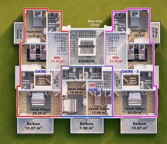 Садовые дуплексы и пентхаусы в новом проекте в самом центре Алании