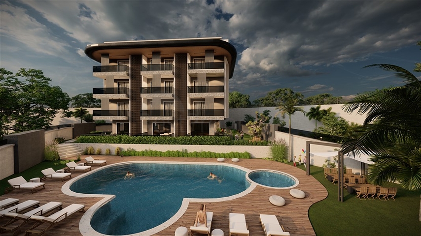 Садовые дуплексы и пентхаусы в новом проекте в самом центре Алании