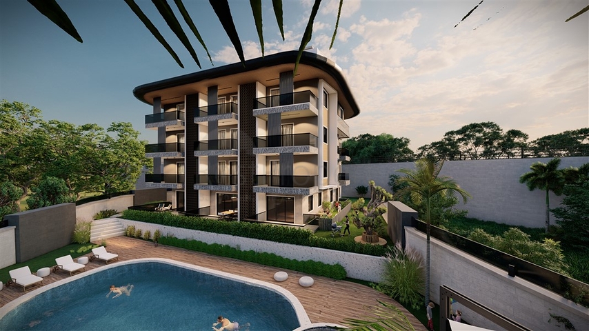 Садовые дуплексы и пентхаусы в новом проекте в самом центре Алании