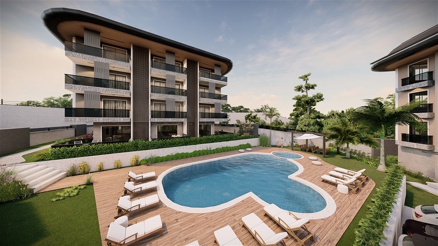 Садовые дуплексы и пентхаусы в новом проекте в самом центре Алании