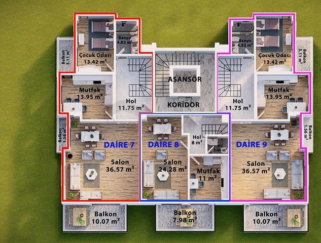 Садовые дуплексы и пентхаусы в новом проекте в самом центре Алании