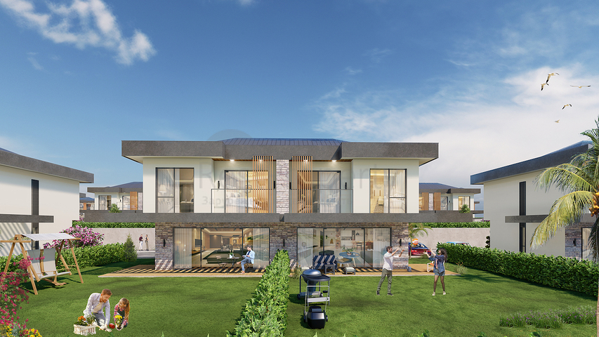 Виллы 3+1 и 4+1 в эко комплексе в окружении хвойного леса в районе Дортепе на восточной части Бодрума.