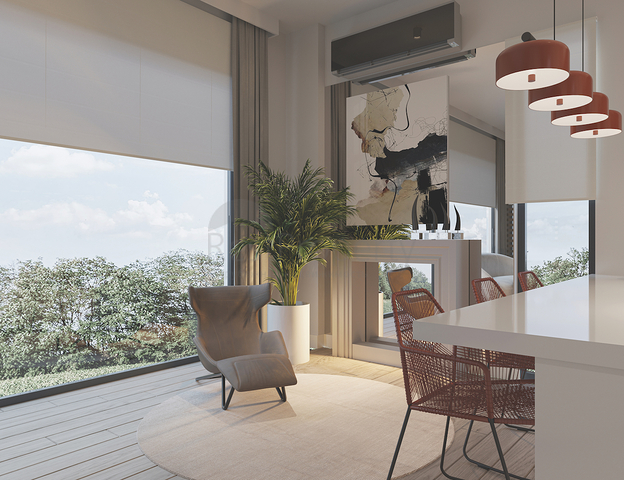 Виллы 3+1 и 4+1 в эко комплексе в окружении хвойного леса в районе Дортепе на восточной части Бодрума.