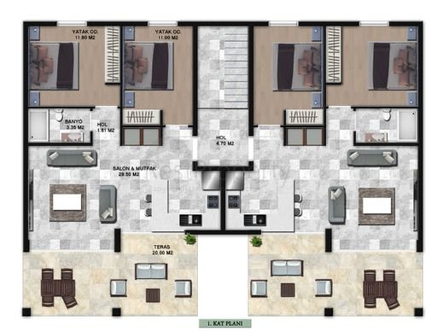 Проект из резиденций с панорамным видом на море и горы в районе Гюндуан