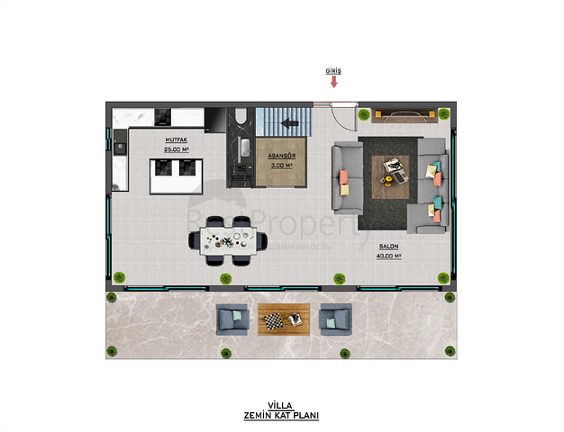 Проект виллы в районе Турклер в 150 м от моря