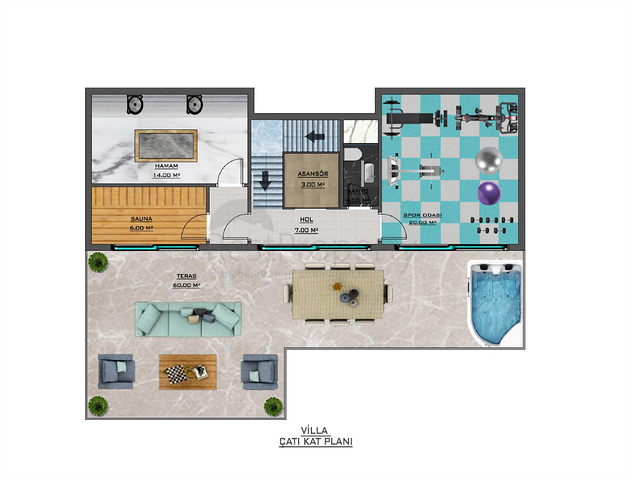 Проект виллы в районе Турклер в 150 м от моря