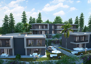 Новый инвестиционный проект в окружении леса на этапе котлована в районе Богазичи