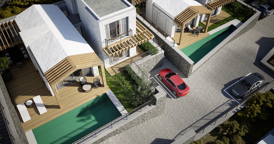 Отдельно стоящие виллы с уникальной архитектурой в районе Гюмюшлюк