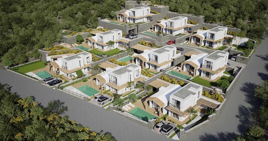 Отдельно стоящие виллы с уникальной архитектурой в районе Гюмюшлюк