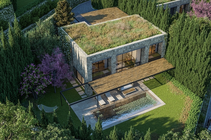 Стильные виллы в современном дизайне с видом на море в районе Ялыкавак