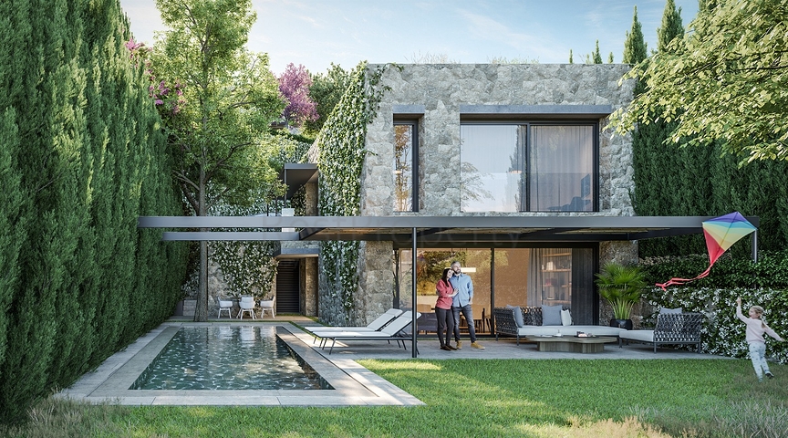 Стильные виллы в современном дизайне с видом на море в районе Ялыкавак