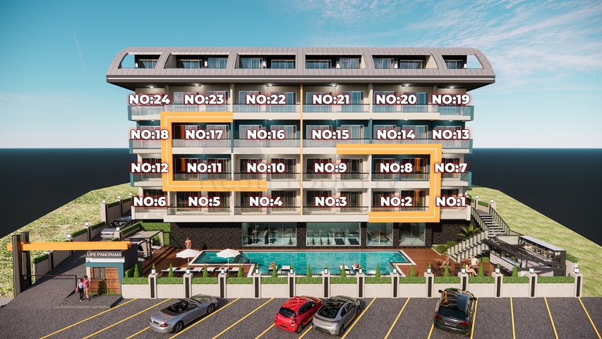 Квартира 1+1 в одном из новых комплексов района Махмутлар