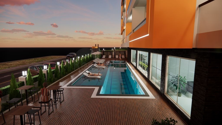 Квартира 1+1 в одном из новых комплексов района Махмутлар