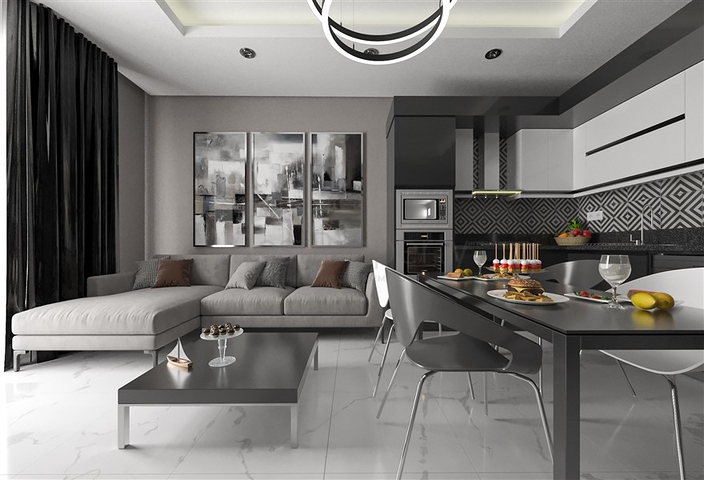 Апартаменты 1+1 в районе Махмутлар