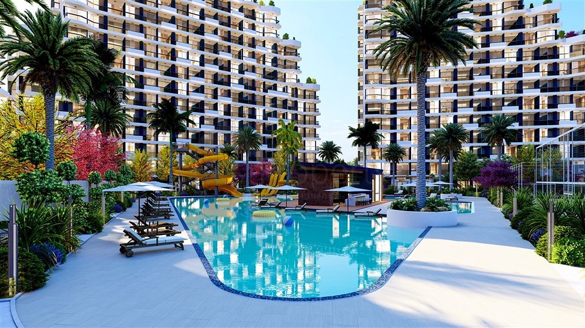 Строящиеся виллы с личным бассейном в районе Томюк- Эрдемли