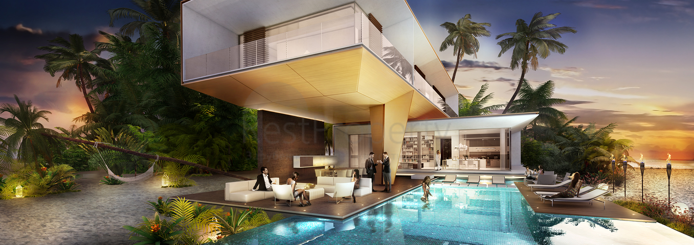 Дома с частными бассейнами и пляжами на архипелаге Мир в Дубае