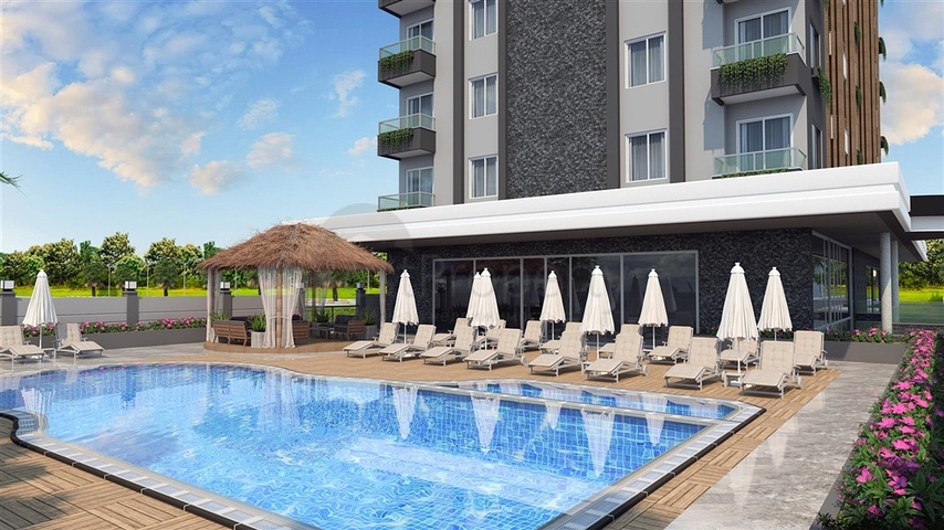 Квартиры 1+1 в новом комплексе возле пляжа Клеопатры