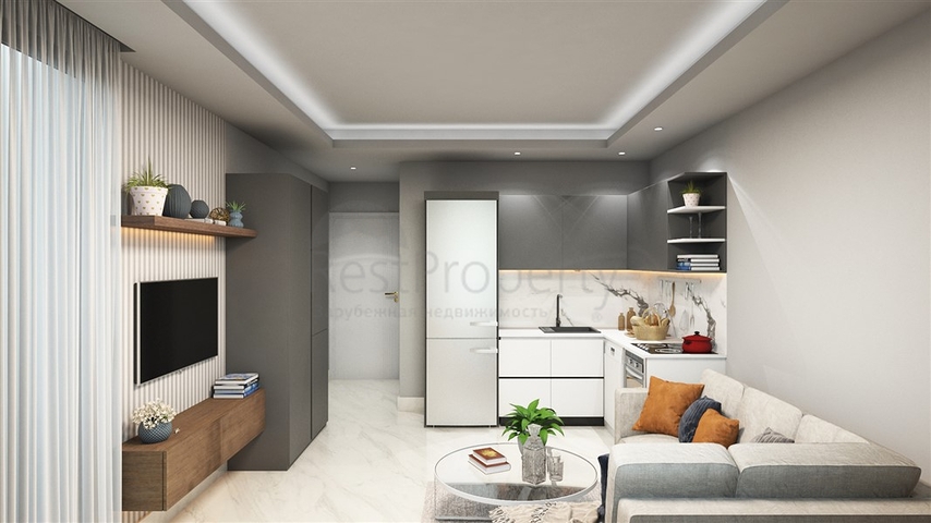 Квартиры 1+1 в новом комплексе возле пляжа Клеопатры