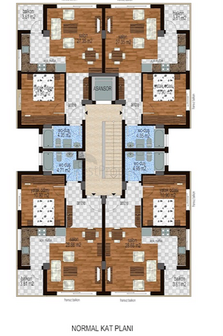 Квартиры 1+1 и 2+1 на продажу с видом на море в Гюрсу Анталья