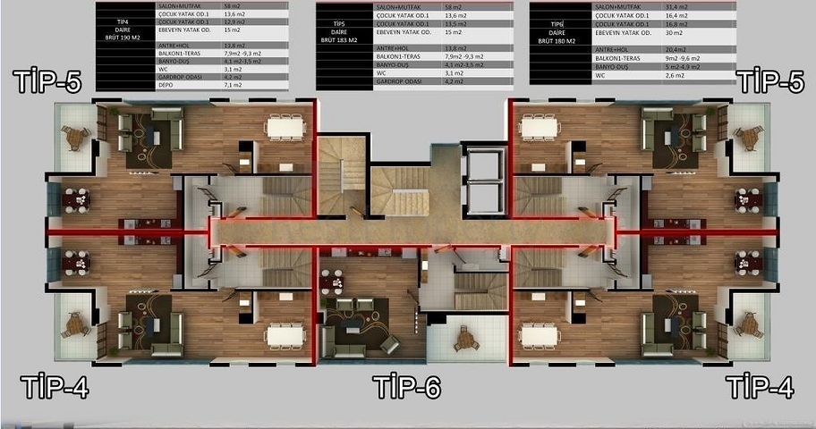 Квартиры и пентхаусы планировок 2+1 и 3+1 в Махмутларе
